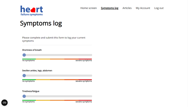 Heart Failure Symptoms log